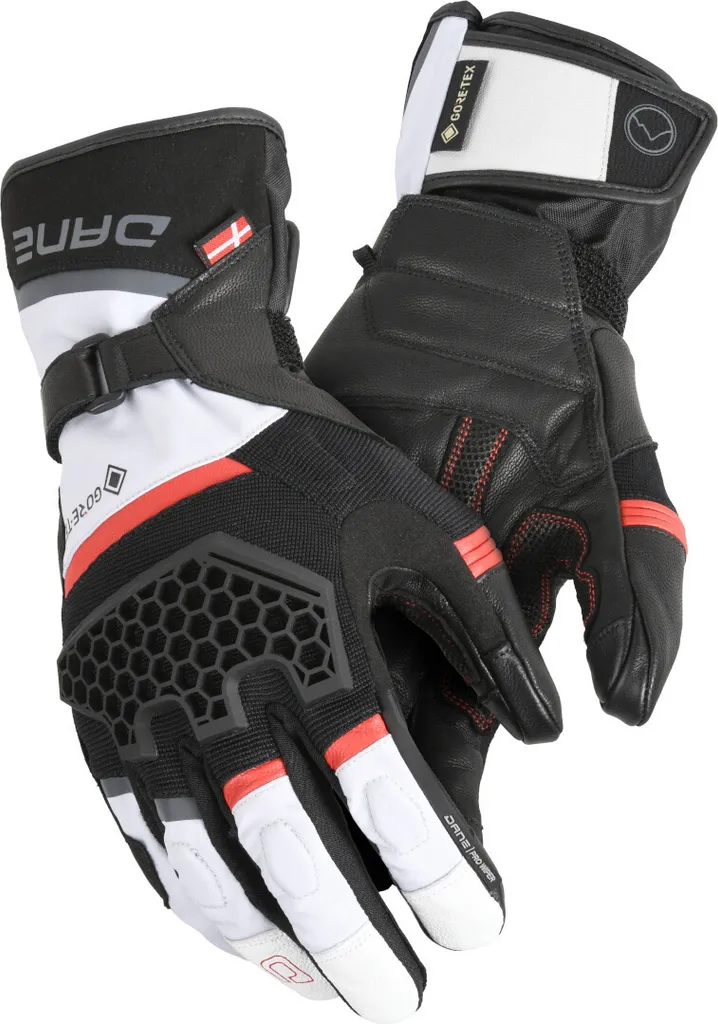 DANE Odin Gants de Moto Étanches Gris et Rouge Taille 4XL Haute Qualité