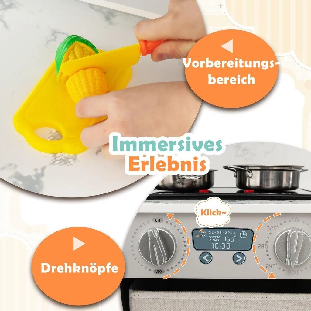 Kitchenette enfant en bois interactive avec sons et distributeur eau - 3