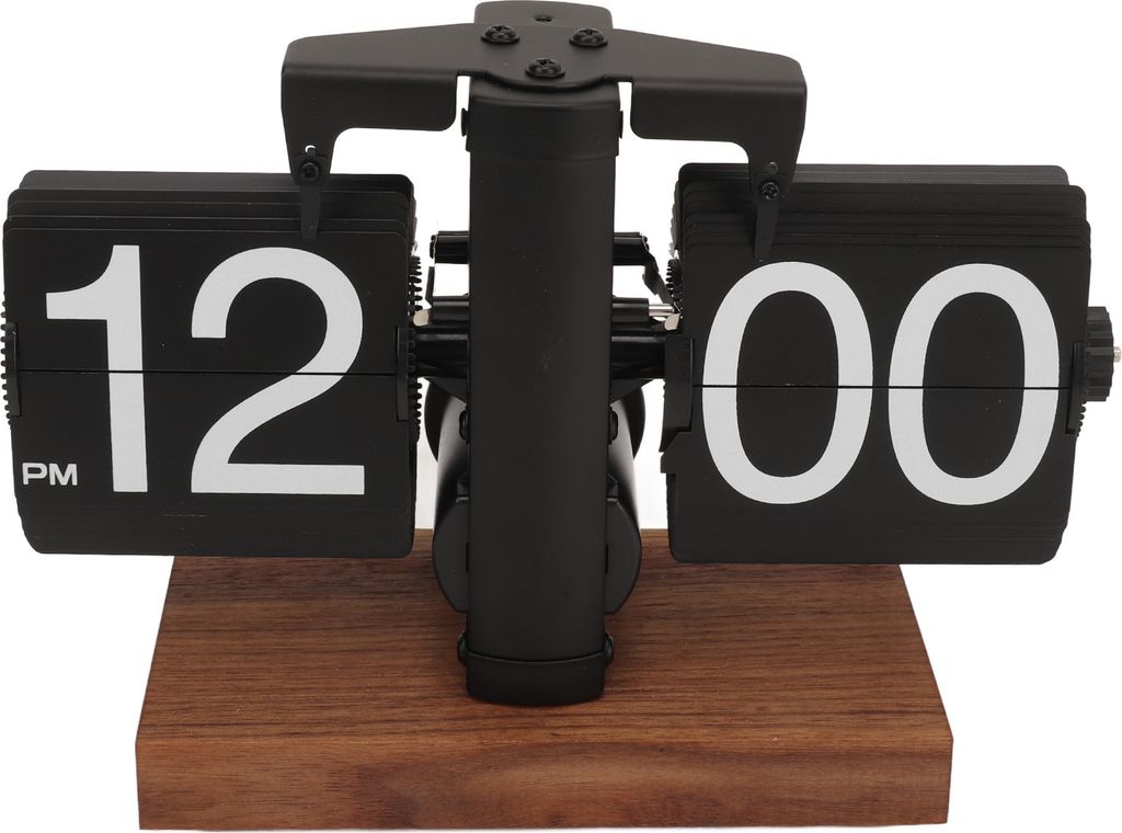 Digital Flip Down Uhr Retro Automatisch Drehen Batteriebetrieben Mechanische Uhr für Haus Zimmer Büro Dekoration Schwarz