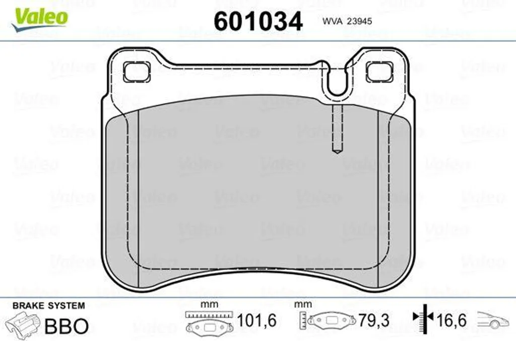 Plaquettes de frein Valeo 601034 pour Classe C et CLK - OE 0044205120