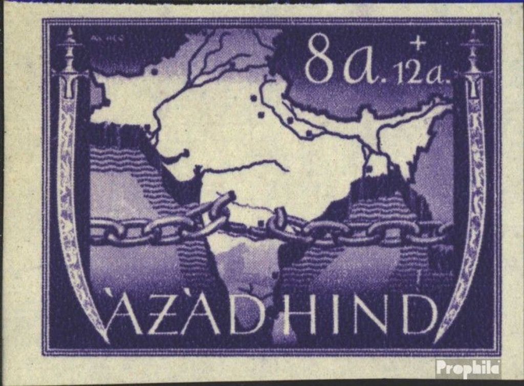 Briefmarken Nationales Indien (2.WK.) 1943 Mi V B Vorbereitete Ausgabe mit Falz Nationalregierung