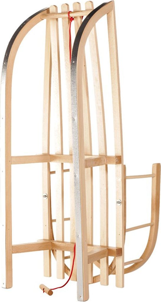 Dřevěné sáňky včetně odnímatelného opěradla a tažného lana Obrázek produktu 4