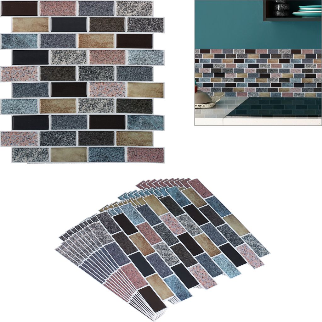 relaxdays Fliesenaufkleber Steinoptik 10er Set