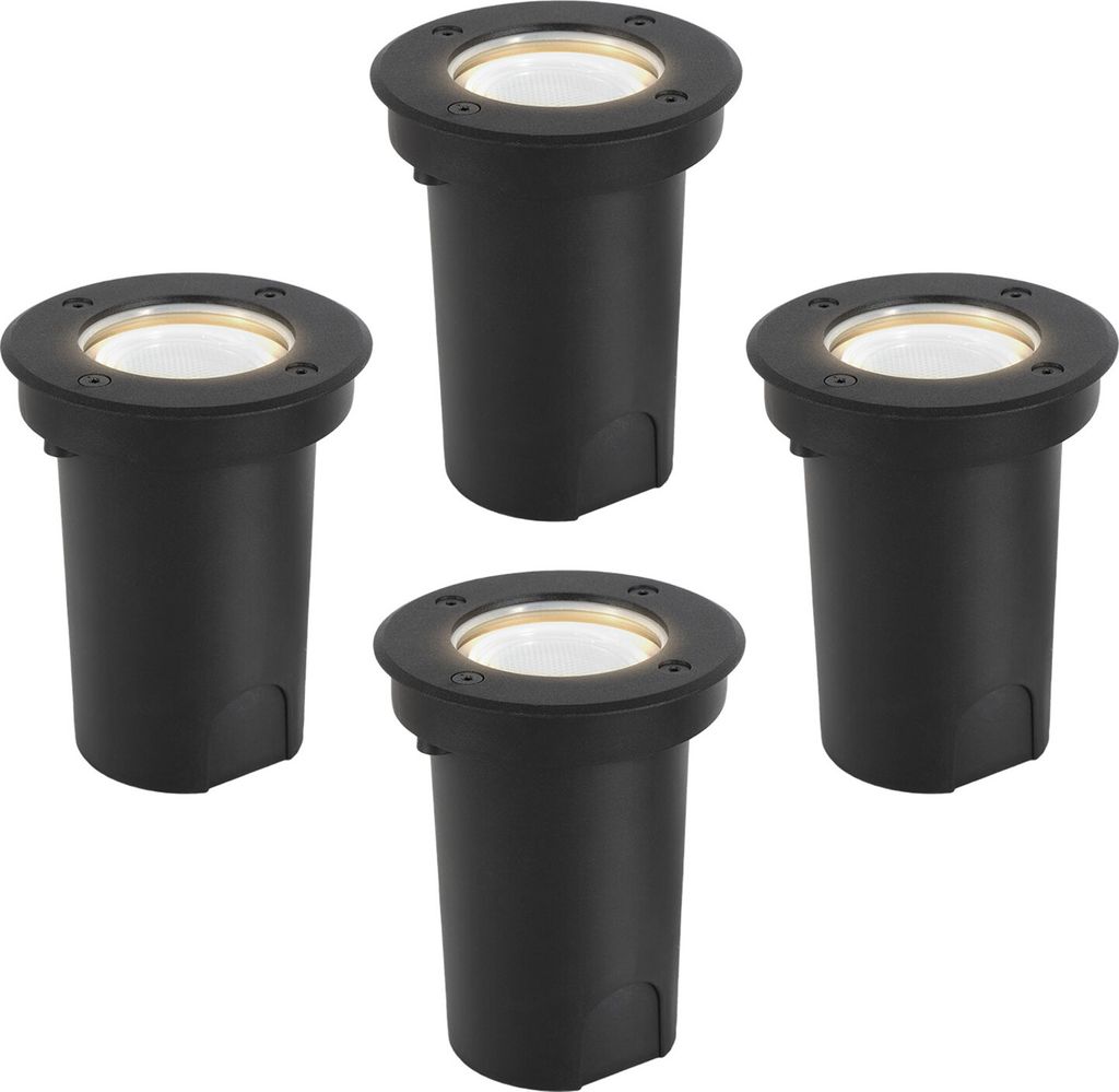 Peviasot 4x 3W Bodenleuchte Schwenkbar IP67 Außen LED Bodeneinbaustrahler Bodenstrahler Bodenlampe Neutralweiß - Schwarz Gehäuse