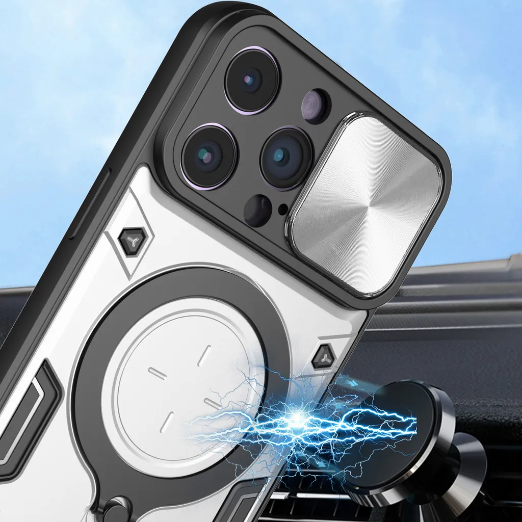 Custodia iPhone 13 Pro Max Argento Doppio Strato con Protezione Camera - 3
