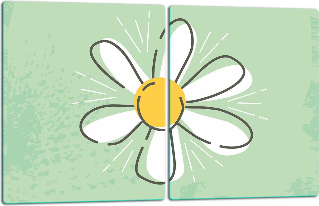 Herdabdeckplatten 2x40x52 Glaskeramikfeld 2-Teilig Glas Spritzschutz Blumen