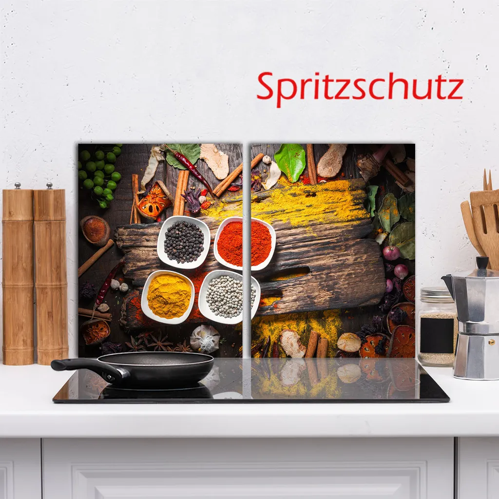 Piastre di copertura per fornelli Ceran splashback in vetro universale 2 pezzi 2x40x52 spezie colorate