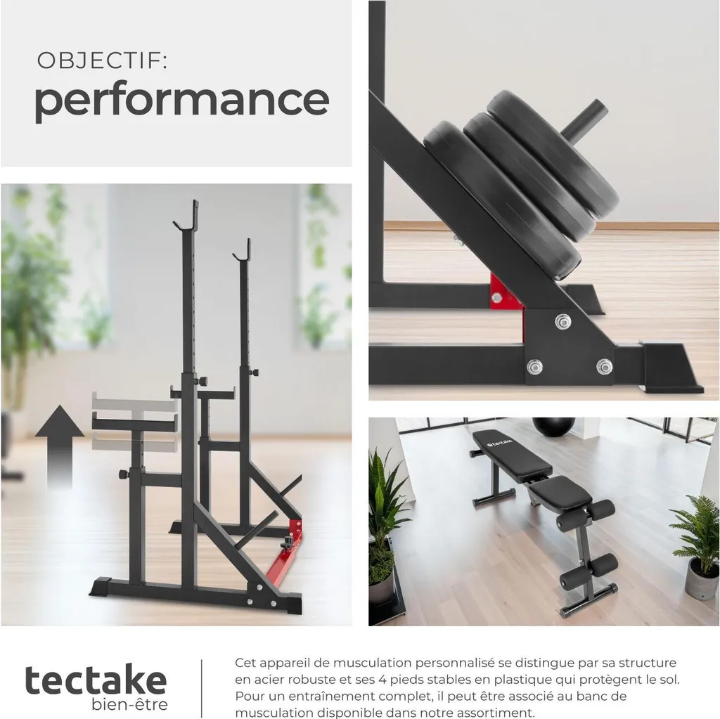 Rack de musculation Creed noir pour squat et développé couché stable - 4