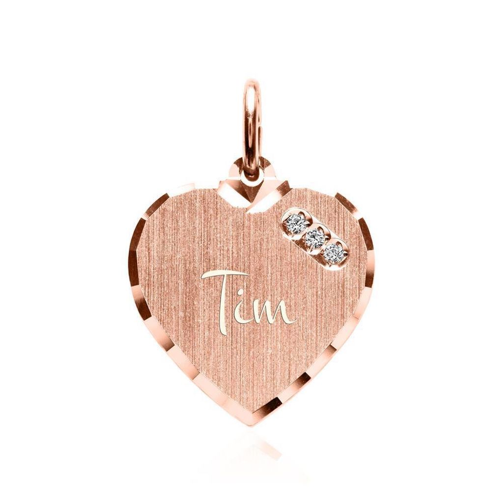 Herz Anhänger aus rosévergoldetem Sterlingsilber, rhodiniert, mattiert mit Zirkonia