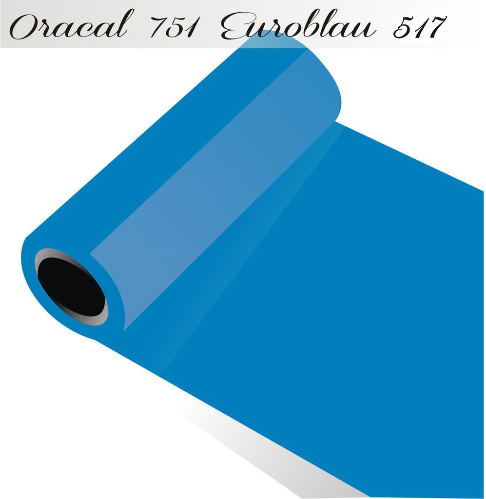 Oracal 751 - Orafol Folie 5m (Laufmeter) freie Farbwahl 118 glänzende Farben - glanz in 4 Größen, 100 cm Folienhöhe euroblau - 517