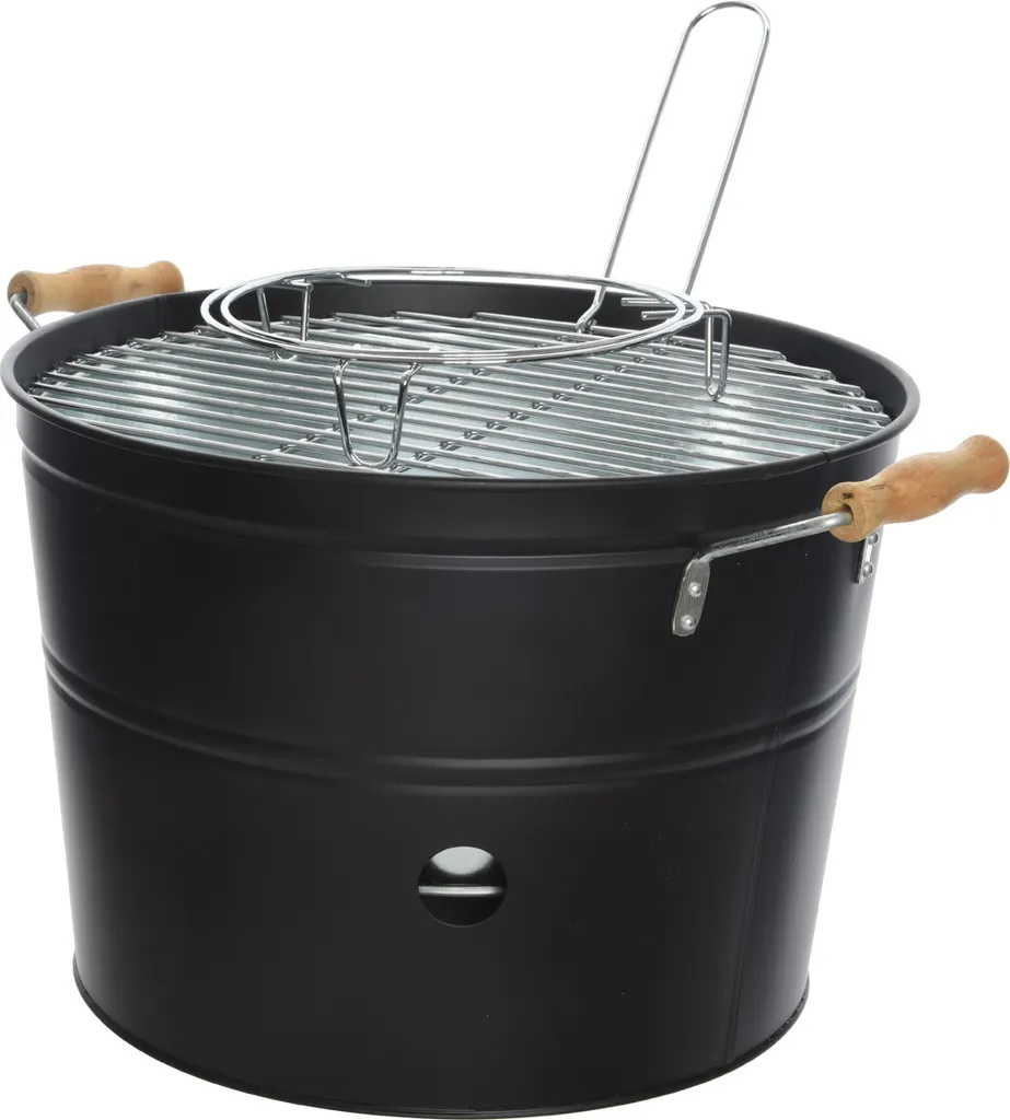 Seau à Barbecue Noir 32 cm Edm Haute Résistance avec Grille de Cuisson
