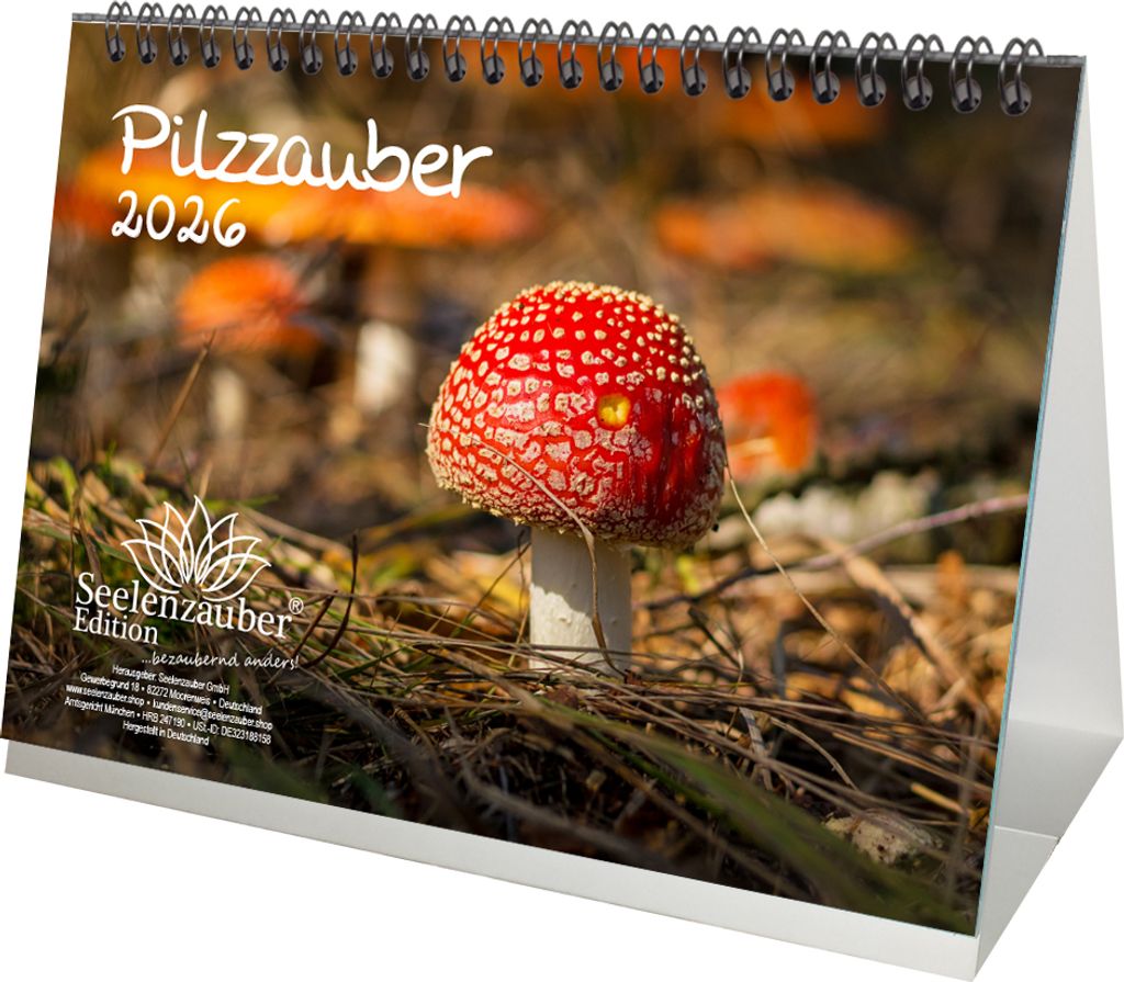 Pilzzauber DIN A5 Tischkalender für 2026 Pilz Wald - Seelenzauber