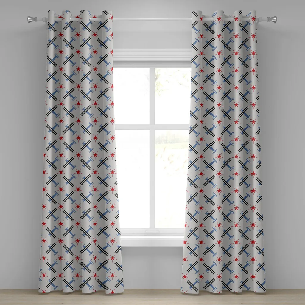 Rideau tamisant pour fenêtre large avion vintage 280x245 cm bleu gris