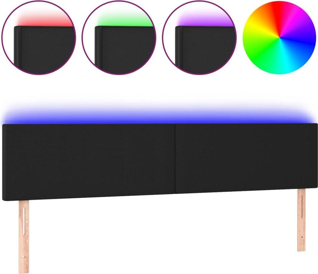 vidaXL LED čelo postele čierne 180x5x78/88 cm Imitácia kože Obrázok produktu 
