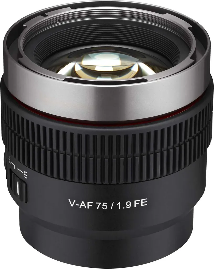 Objectif vidéo Samyang V-AF 75mm T1.9 FE pour boîtier hybride Sony E