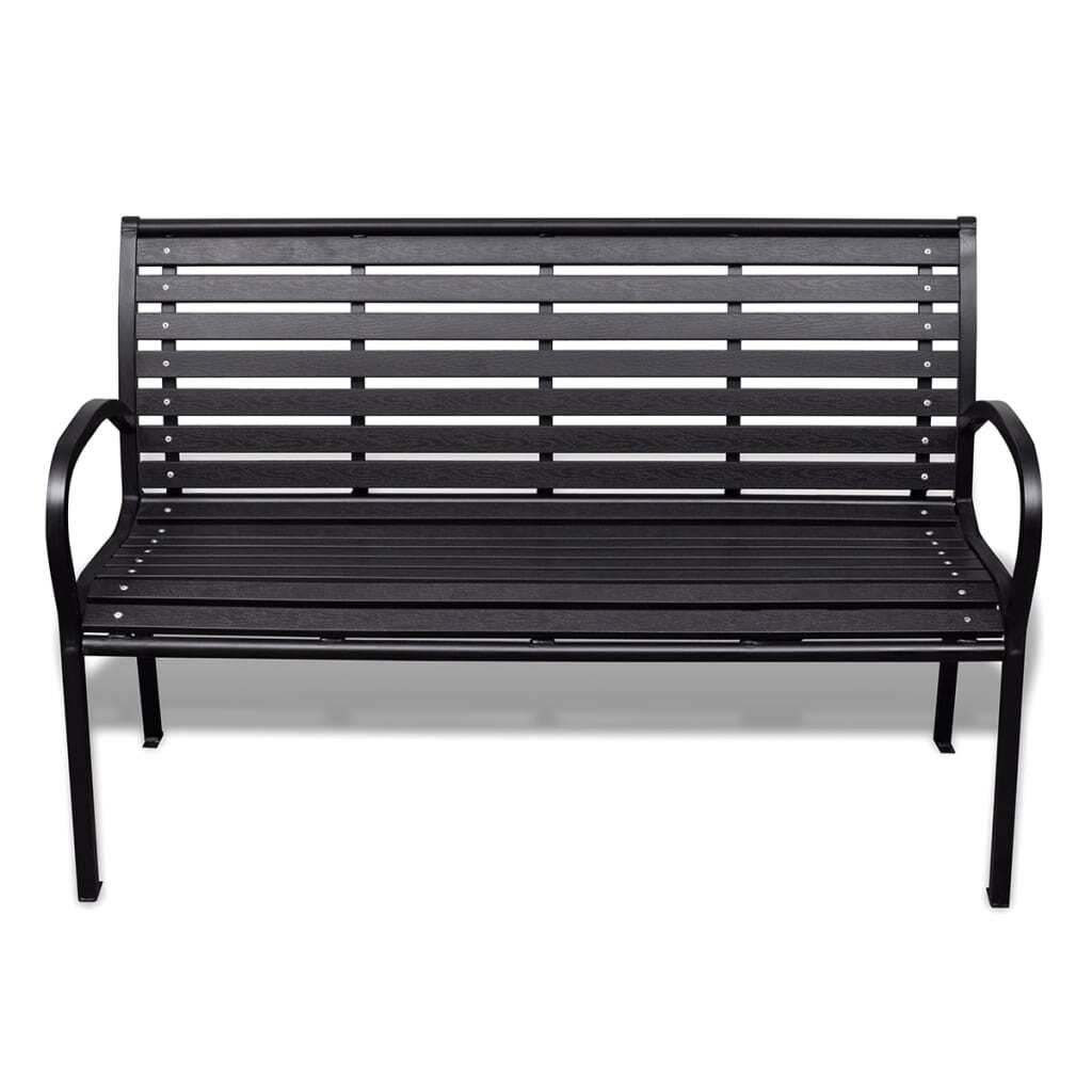 vidaXL Gartenbank 125 cm Stahl und WPC Schwarz Produktbild 1