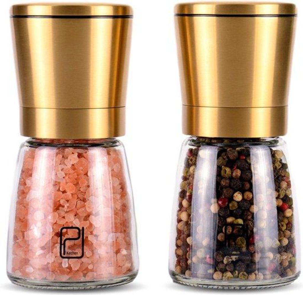 Gourmet-Salz- und Pfeffermühle-Set - verstellbar - 2 Stück - Gold - keramisch und Edelstahl