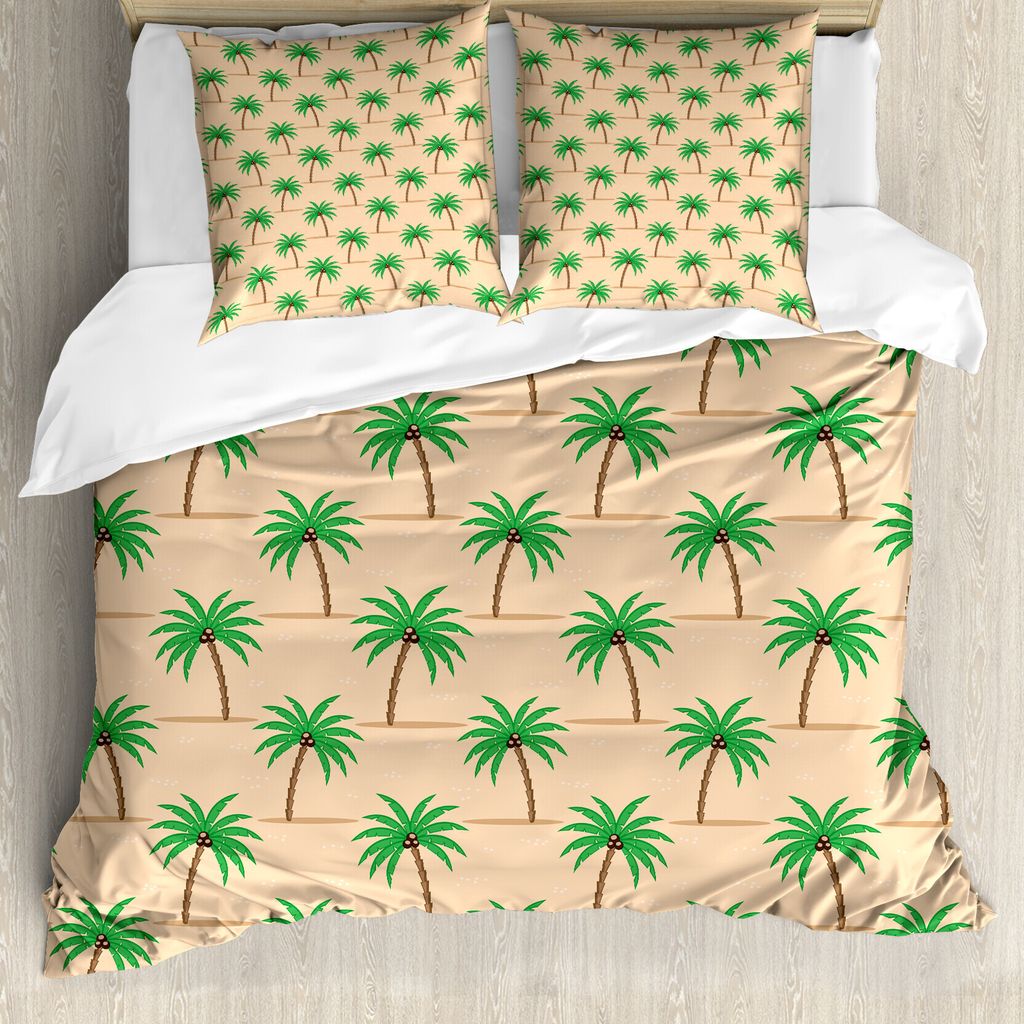 ABAKUHAUS Oase Bettbezug Set für Einzelbetten, Repetitive Palme, Milbensicher Allergiker geeignet mit Kissenbezug, 200 cm x 200 cm - 80 x 80 cm, P...