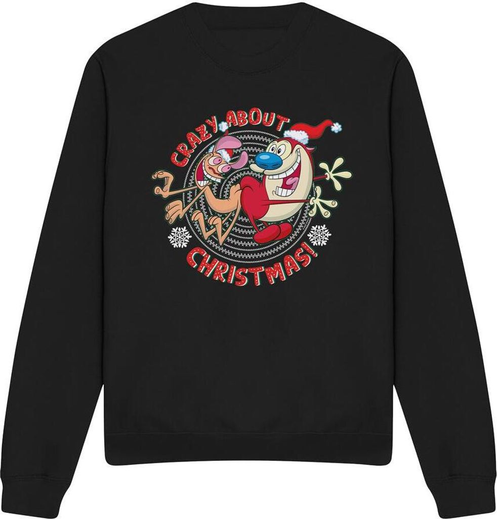 Ren & Stimpy - "Crazy About Christmas" Sweatshirt für Herren/Damen Uni TV12605 (M) (Schwarz)