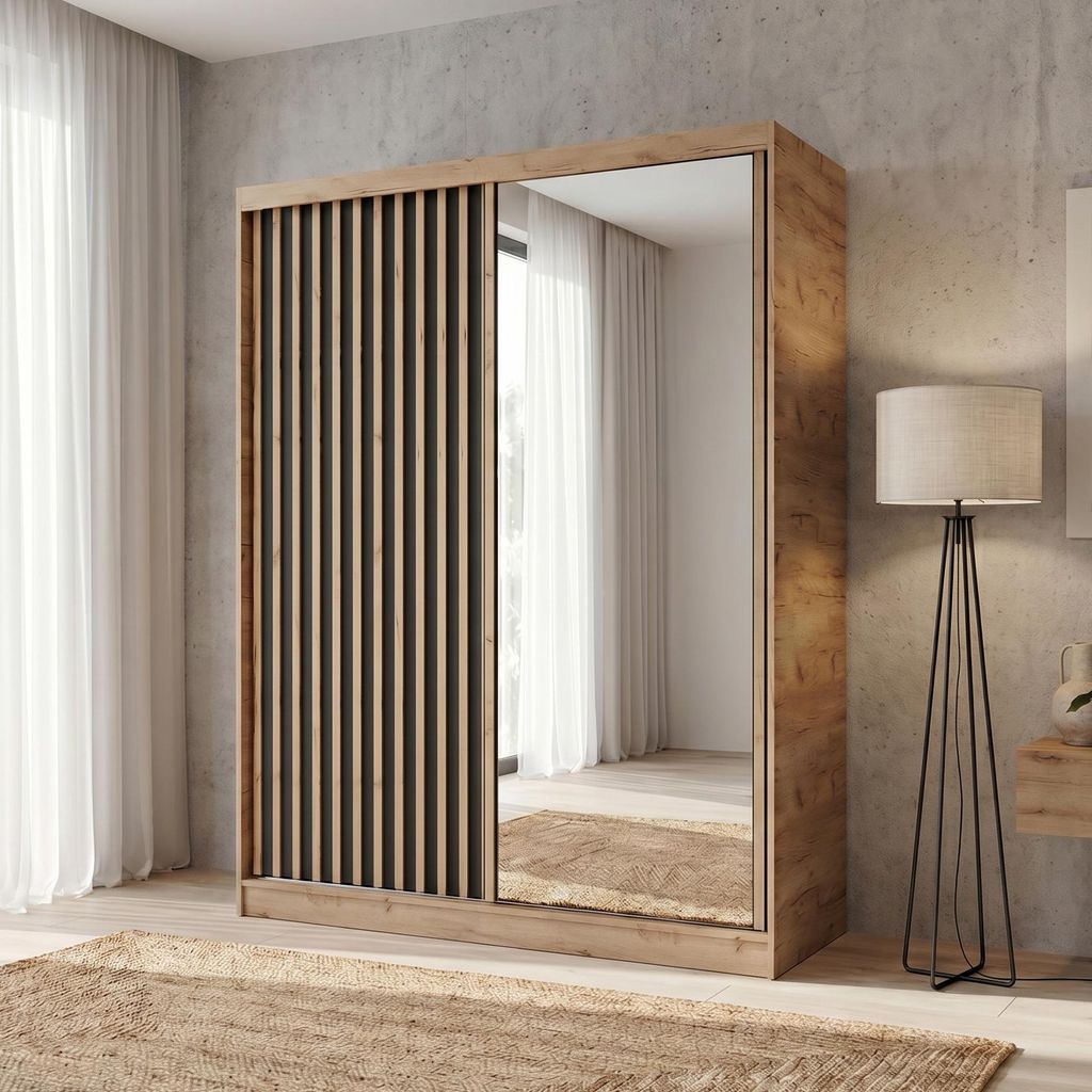 BEAUTYSOFA | Armoire DONATELLO 160 cm Artisan/Noir avec Image du produit 