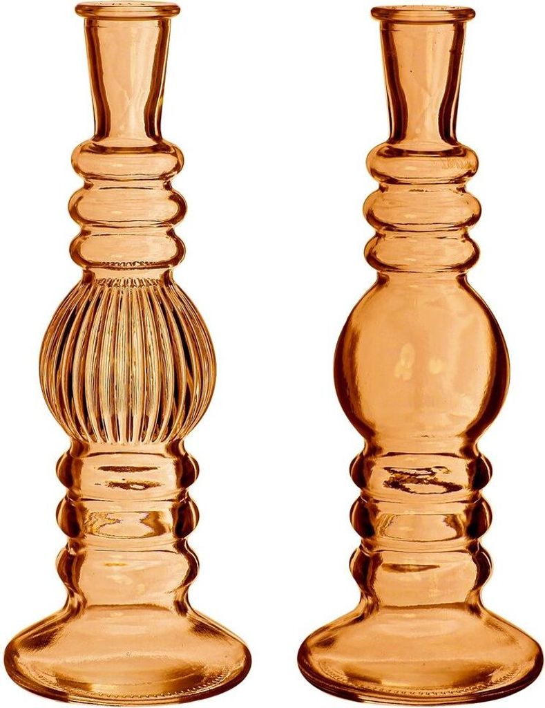 Glasvase Bunt 'Florence' 2er Set - Wählbar in verschiedenen Farben und Größen, Farbe:Orange, Größe:h.23 Ø8.5