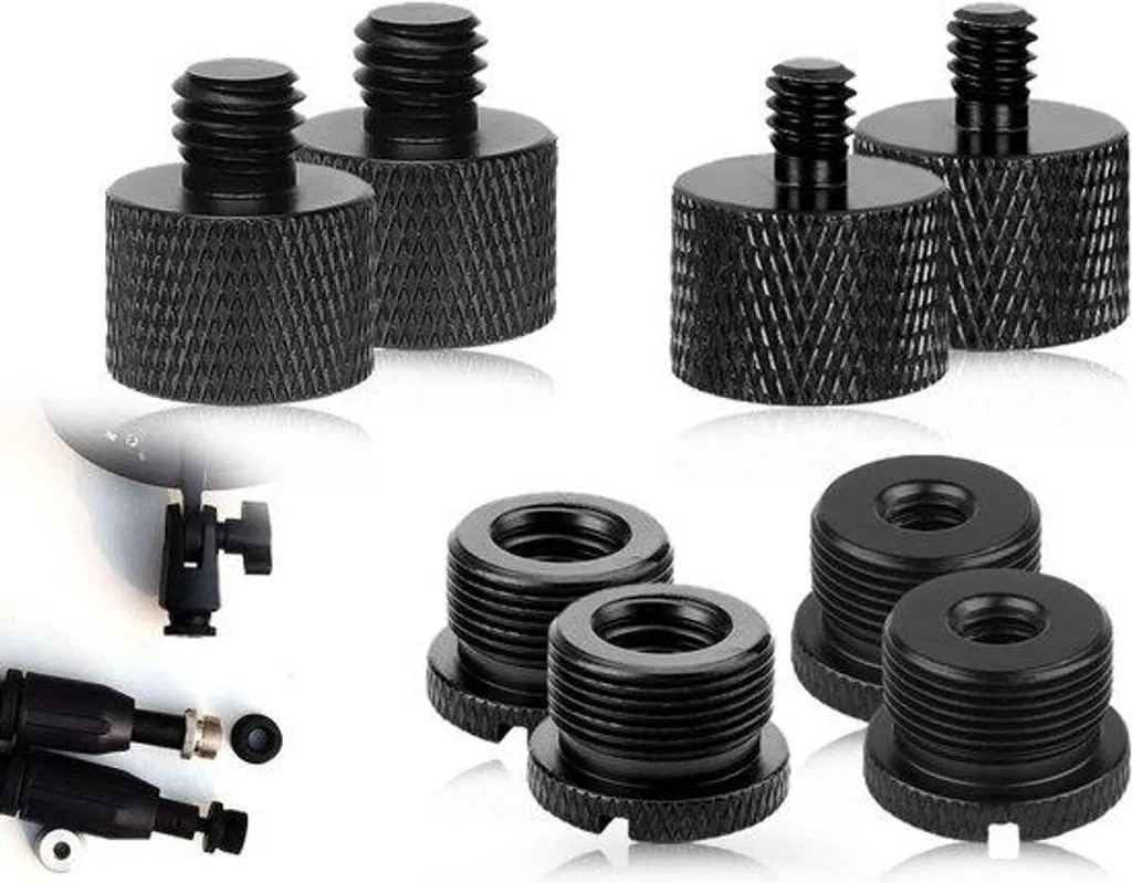 Adaptateur filetage micro en aluminium noir : pack de 8 pièces 1/4 3/8