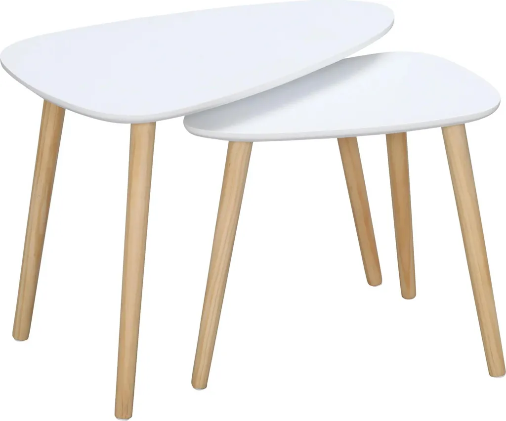 Table de chevet blanche ou bout de canapé en bois - Lot de 2 polyvalent