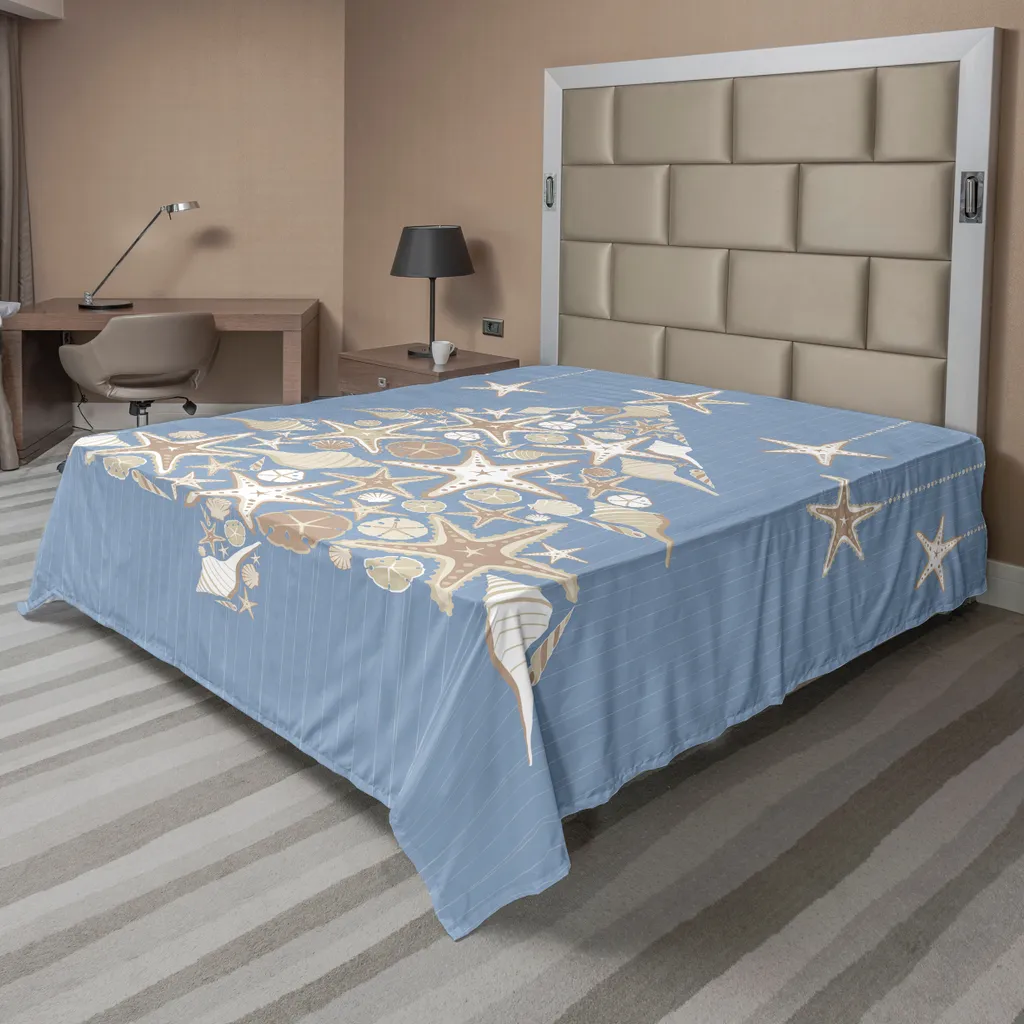 Grand Drap de Noël Nautique Beige en Microfibre Douce - 275 x 260 cm