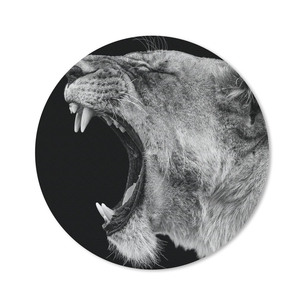 MuchoWow Mauspad Mousepad Tiere - Löwe - Schwarz - Weiß - Porträt 50x50 cm - Mousepads - Maus Mat - Pad - Mausunterlage - Vinyl