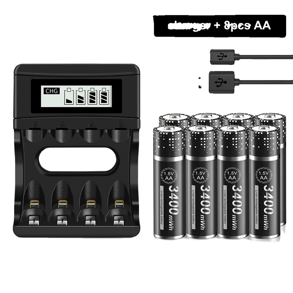Pack de 8 Accus AA 1,5V pour Manette et Appareil Photo avec Chargeur