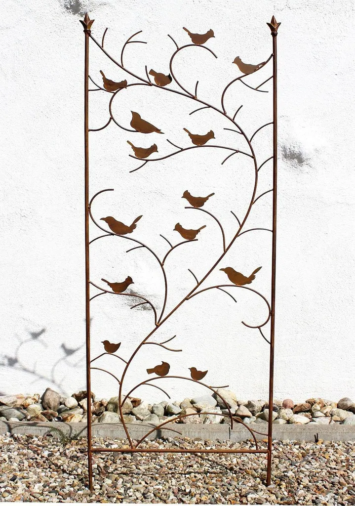 Treillis avec oiseaux 120705 en métal noir H-150 x L-50 cm pour jardin