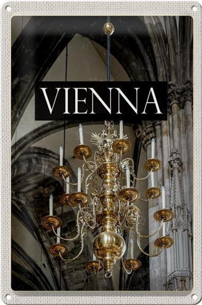 Blechschild Reise 20x30cm Wien Österreich Kronleuchter Posta
