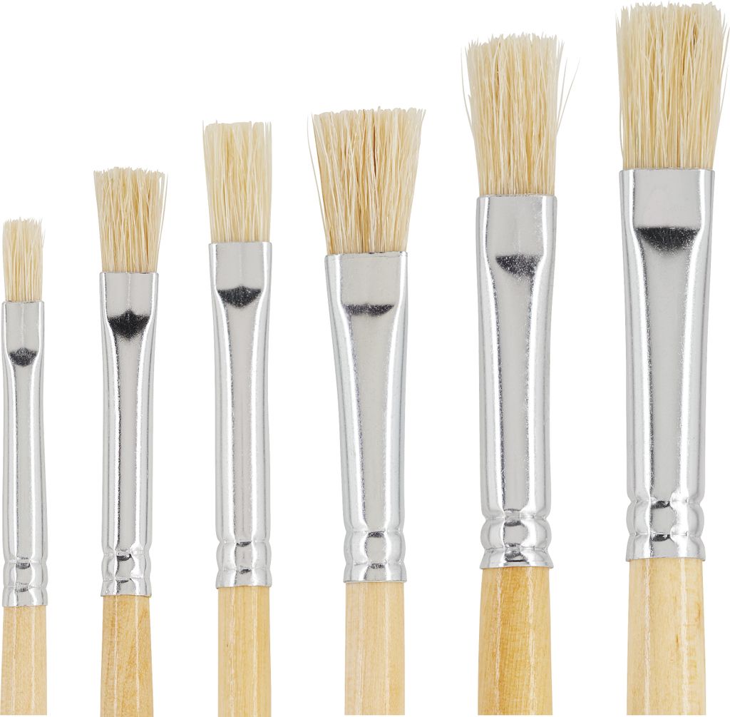 VBS Flachpinsel Set 6 Stück 2 bis 12 cm für Acryl Öl Aquarell Malerei