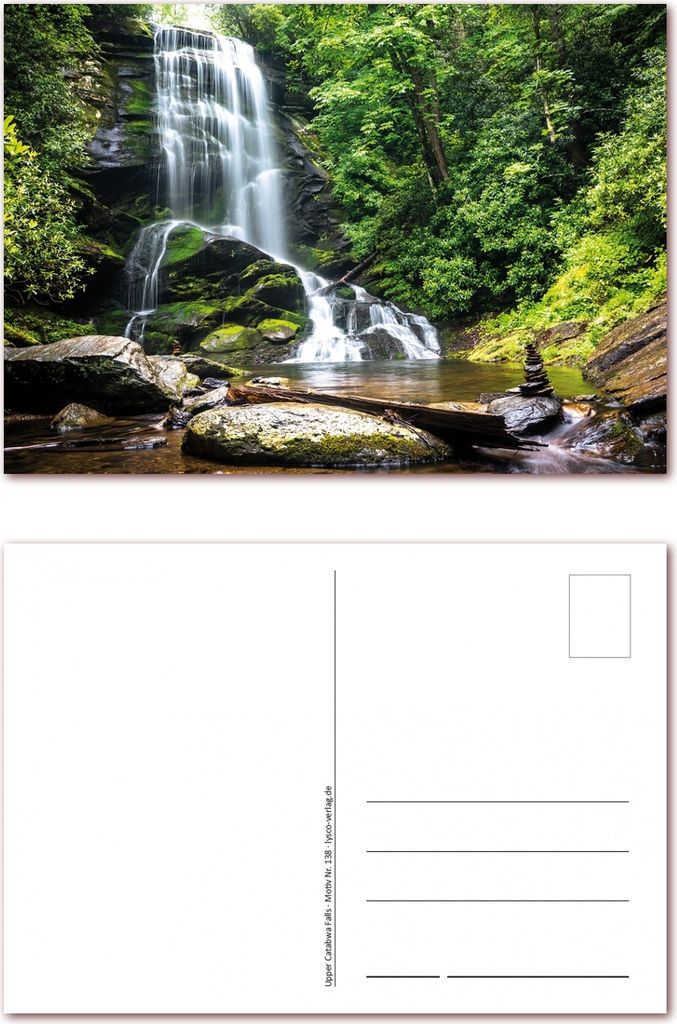 12 Stück Postkarten kleiner Wasserfall Feng Shui Catawba Falls North Carolina Amerika Ansichtskarten im DIN A6 Format ( PKT-138 )