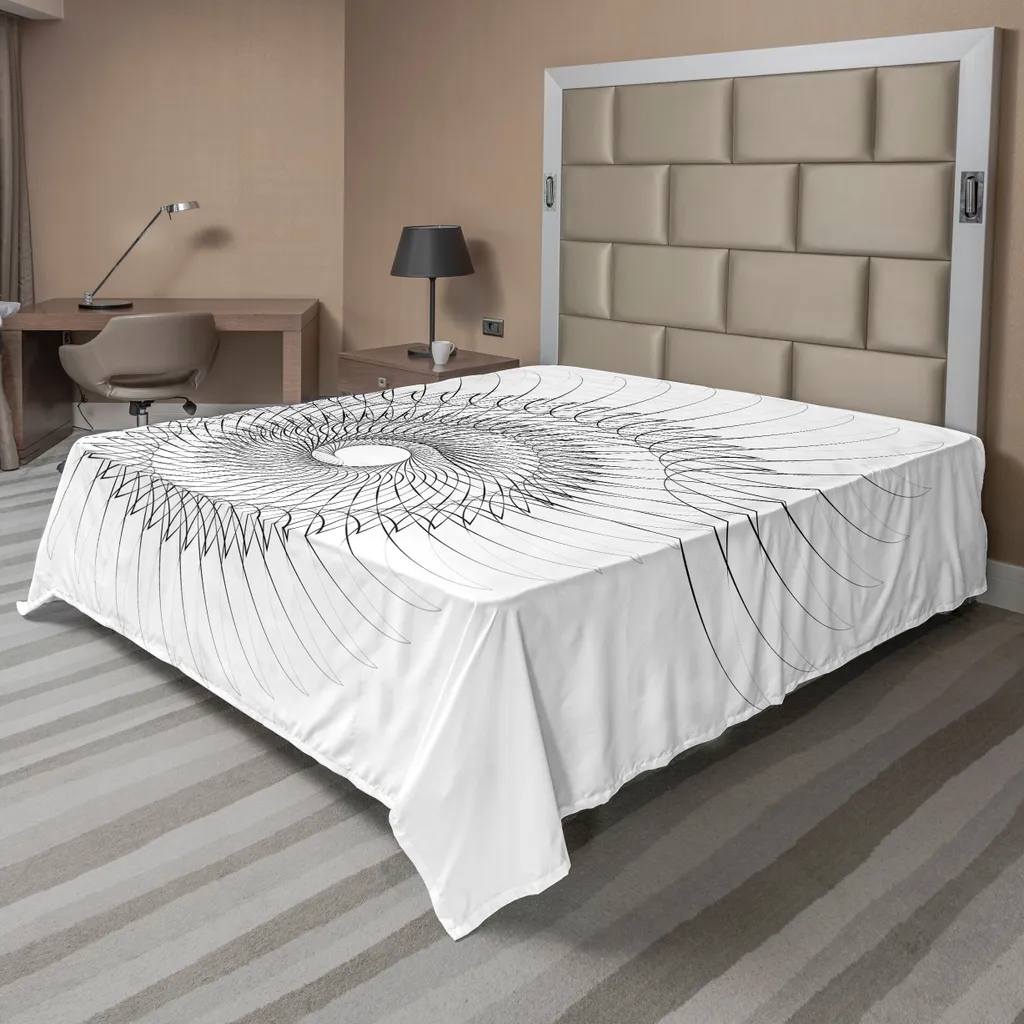 ABAKUHAUS Spiers Lenzuolo, Autentico motivo geometrico a spirale con elementi elicoidali e linee regolari, simbolo ciclico, lenzuolo morbido e confortevole per un letto decorativo, 1 pezzo, 260 cm x 228 cm, grigio - 1