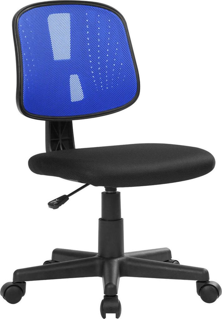 Dmora Bürostuhl mit Rollen Nowra Blau, Verstellbar, Gepolsterter Bürosessel