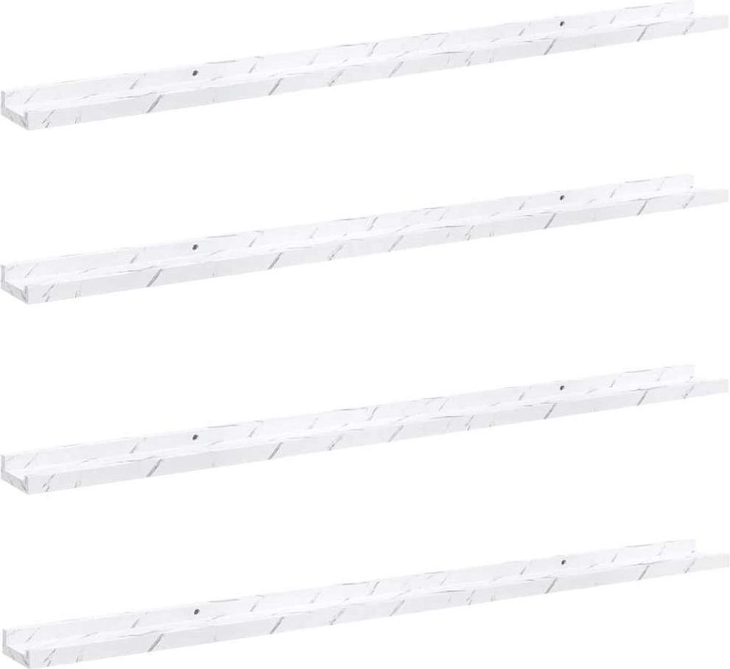 vidaXL Wandregal 4 pcs Weiß Marmor 115 x 9 x 3 cm Holzwerkstoff