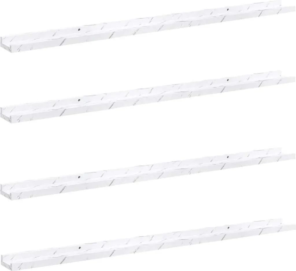 SYFAX Scaffale da Parete Marmo Bianco 115cm - Set 4 Mensole Design