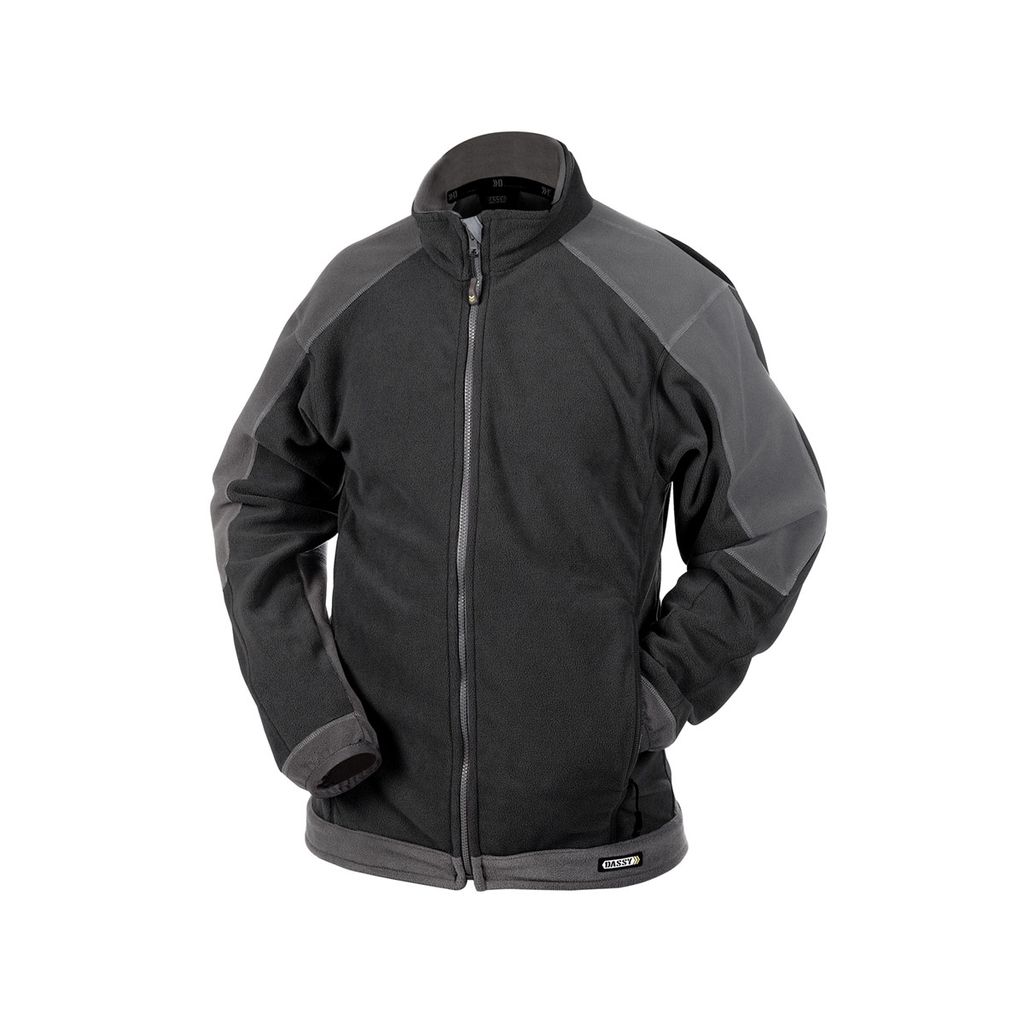 DASSY Kazan Zweifarbige Fleecejacke SCHWARZ/ZEMENTGRAU Gr.3XL Länge: STANDARD