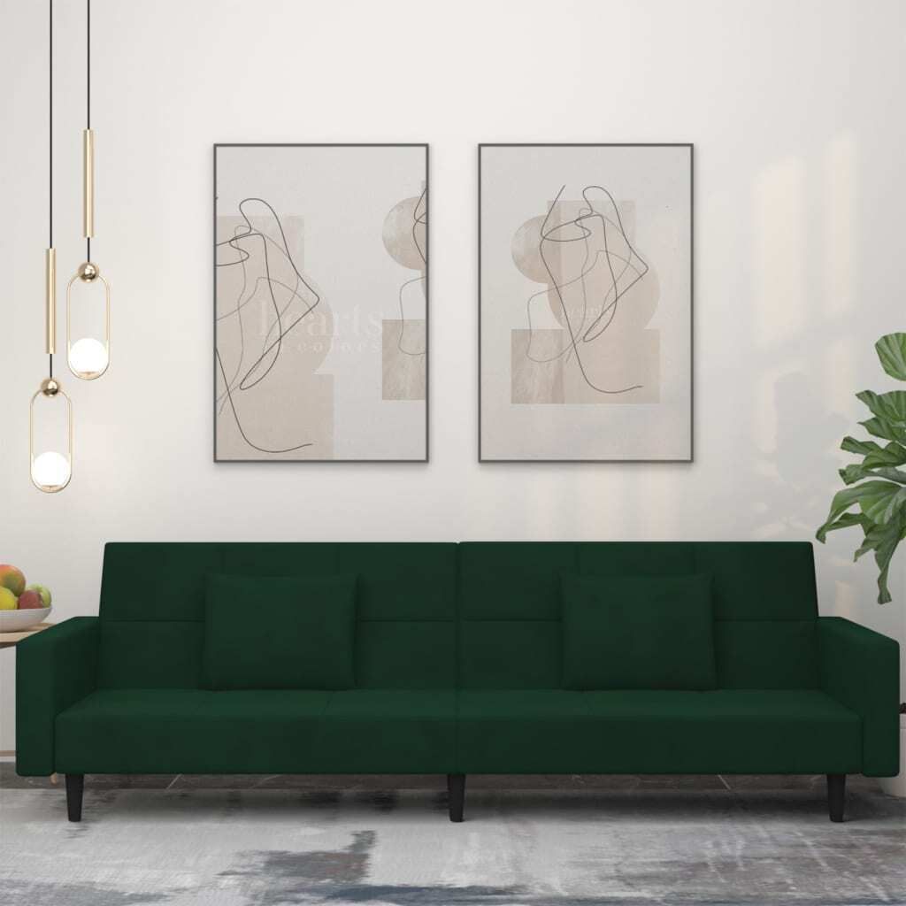 "2026 Promotion" Schlafsofa 2-Sitzer - Bettsofa - mit 2 kissen - Dunkelgrün Samt - Klassische Sofas CC22790