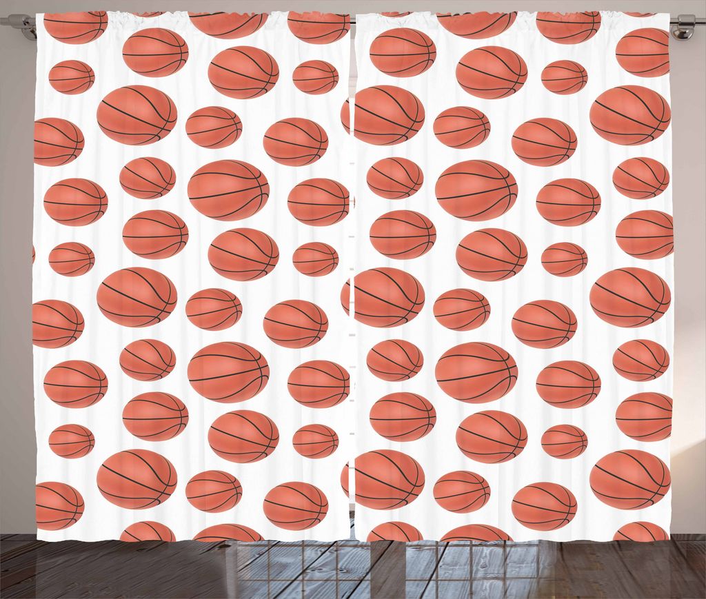 ABAKUHAUS Basketball Rustikaler Vorhang, Realistische Art-Kugel, Wohnzimmer Universalband Gardinen mit Schlaufen und Haken, 280 x 175 cm, Pale Zimt...
