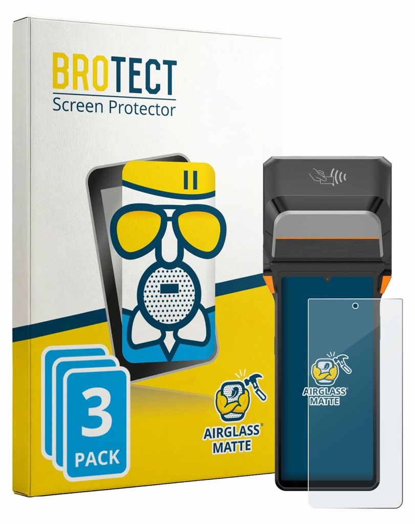 3x BROTECT Entspiegelungs Schutzglas für Sunmi V3 Plus Schutzfolie Panzer Folie Glas Display Schutz matt