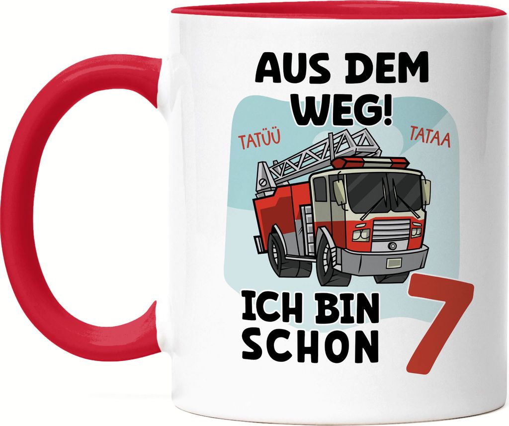 Aus Dem Weg Ich Bin Schon 7 Tasse Rot Happy Birthday 7. Geburtstag Alles Gute Jahre Feuerwehrmann Party Feier