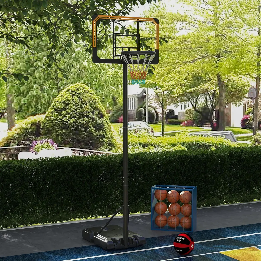 Panier de basket stable et mobile réglable 2m64 noir : fini les fixations - 2