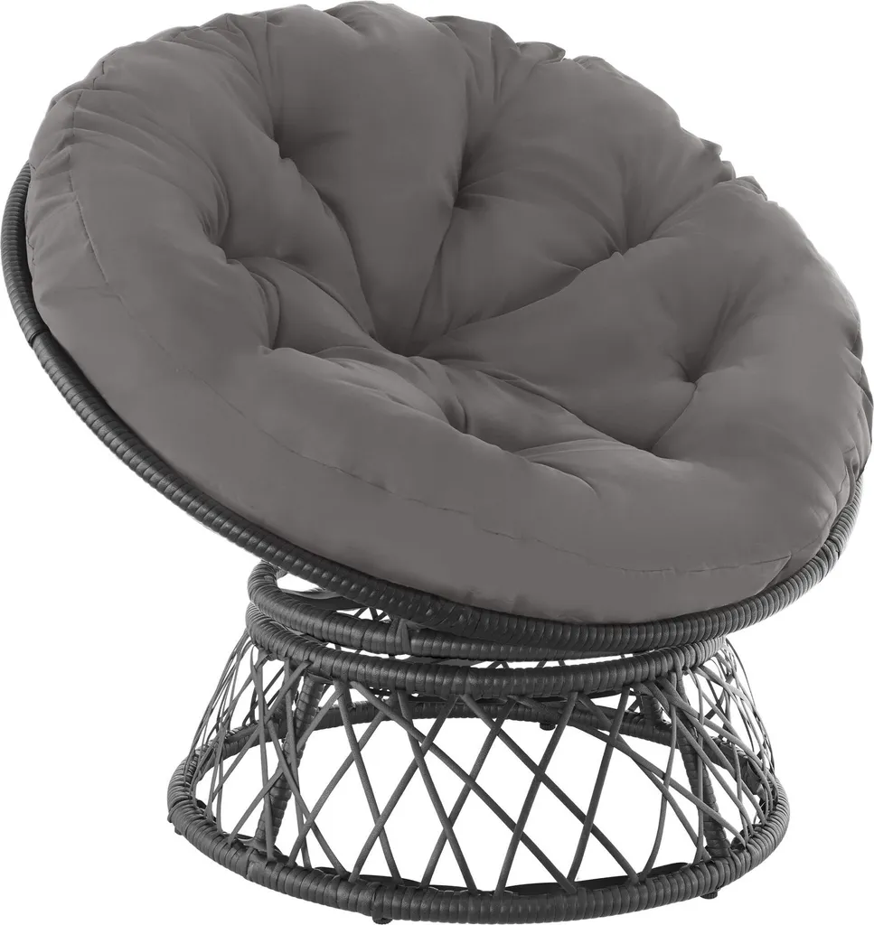 Fauteuil papasan rotatif en rotin noir Gargano - Coin lecture idéal