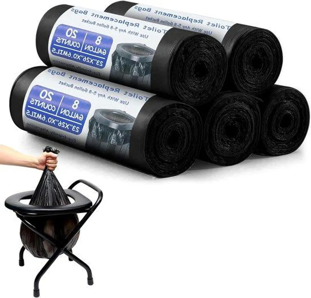 Sacs de camping 30L biodégradables pour déchets - Lot de 100 sacs noirs