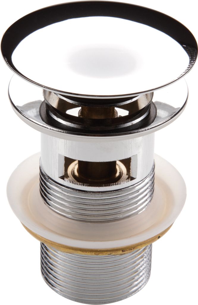 Ablaufventil chrom mit Überlauf und Pop-Up Funktion, B/H/T ca. 6,8/7,5/4,2 cm