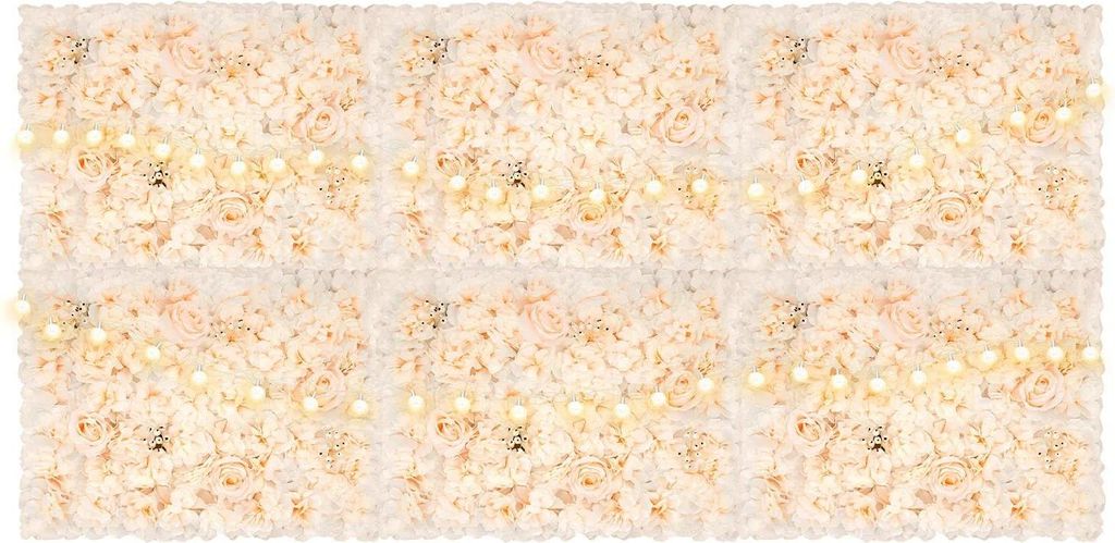Blumenwand Panel - Seidenblumen Hortensie Rose Dahlie - 40,6 x 61 cm - Innenbereich - Wohndeko - Einweihungsparty - Hellgelb