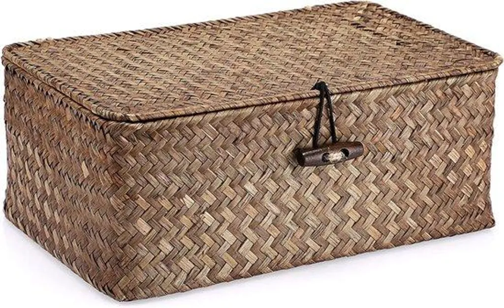 Boîte en rotin brun avec couvercle - Finition Naturelle et Design Chic