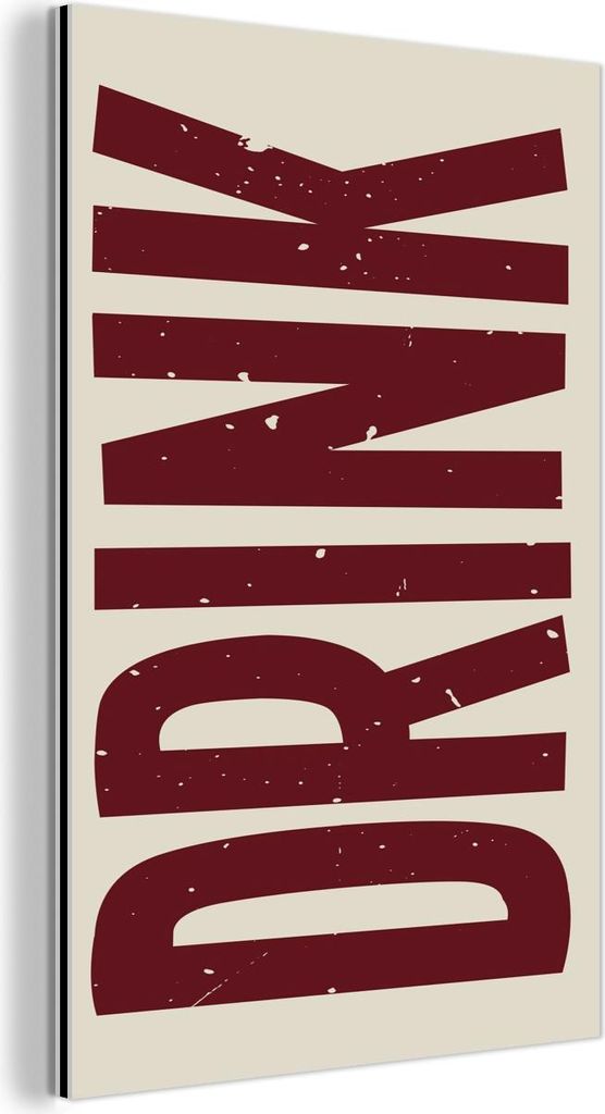 MuchoWow Wanddekoration Metall Metallbild Wandkunst 80x120 cm Rot - Weinlese - Dekoration - Japandi MuchoWow Aluminium Gemälde - Bilder